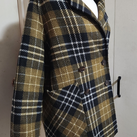 See U Soon Plaid Wool Blend Double Breasted Jacket Size Small - Picture 4 of 6